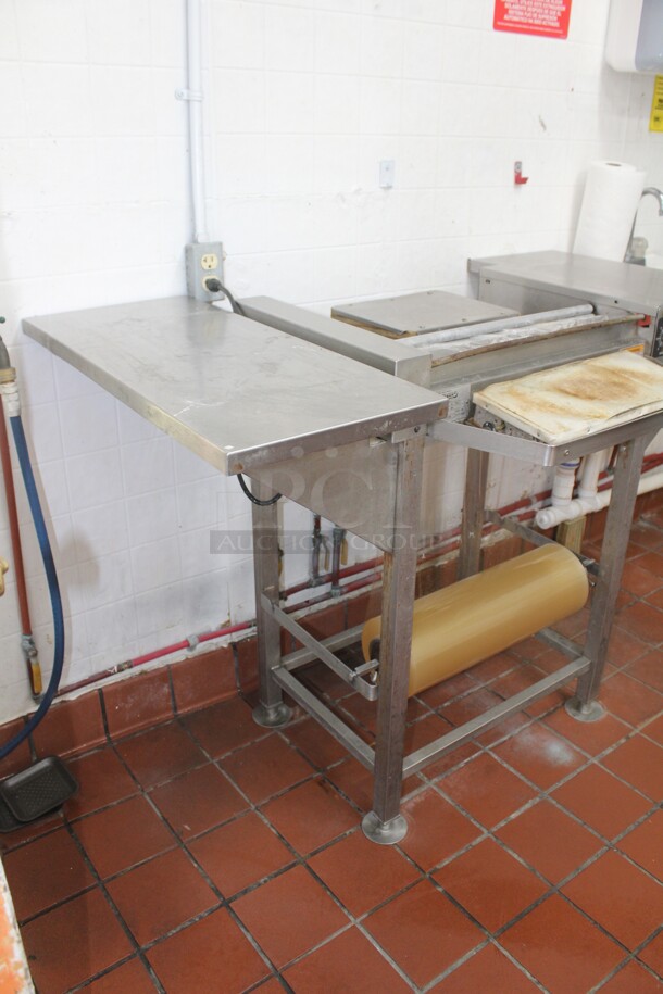 FABULOUS! Hobart Model HWS-4 Commercial Stainless Steel Hand Wrap Station With Sealing Hot Plate And 2 Side Shelves And Roll Of Plastic Wrap. 53.5x28x36. 120V/60Hz. Tested And Working! Timer Does Not Work. Buyer Must Remove. Shipping Is Not Available. - Image 4 of 4