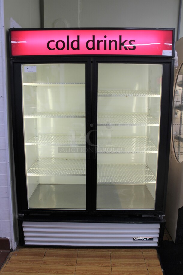 SUPER NICE! True Model GDM-49 Commercial Double Glass Door Refrigerated Merchandising Cooler. 54x30x78. 115V/60Hz. Tested And Working! Buyer Must Remove. Shipping Is Not Available.
