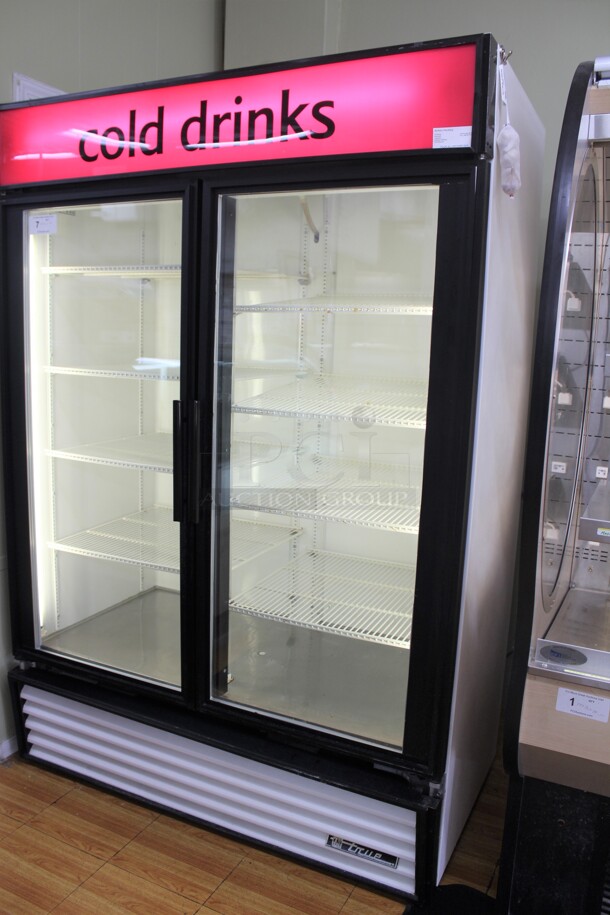 SUPER NICE! True Model GDM-49 Commercial Double Glass Door Refrigerated Merchandising Cooler. 54x30x78. 115V/60Hz. Tested And Working! Buyer Must Remove. Shipping Is Not Available. - Image 3 of 4