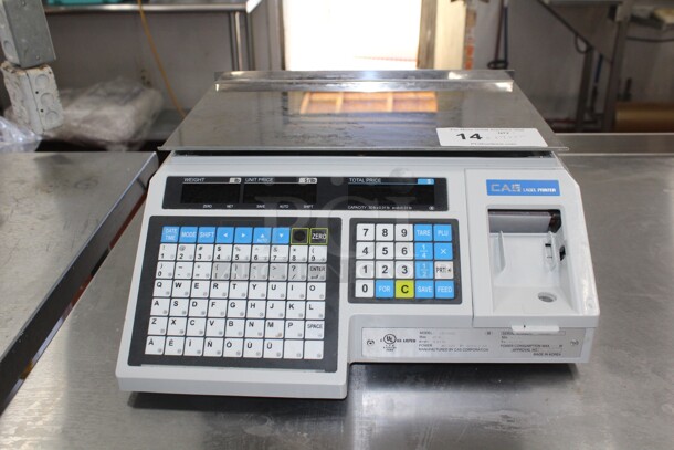 SUPER FIND! CAS Model LP-1000 Commercial Price Computing And Label Printing Scale. 16x17x6.5. 120V/60Hz. Tested And Working! Shipping Is Not Available.