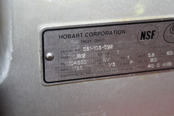 FABULOUS! Hobart Model 1812 Commercial Countertop Meat/Cheese Slicer With Sharpener. 23.5x18.5x19. 120V.60Hz. Tested And Working! Shipping Is Not Available. - Image 5 of 7