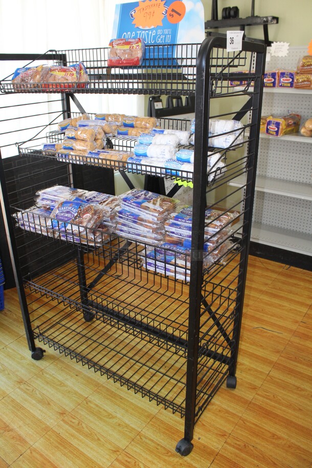NICE! Commercial Black Metal Merchandising Rack On Casters 37x17x56  Shipping Is Not Available. - Image 2 of 4