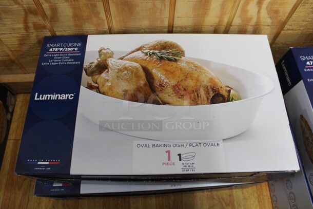 3 NEW IN BOX Luminarc Oval 3.1qt. Baking Dishes. 3X Your Bid! Shipping Is Not Available.