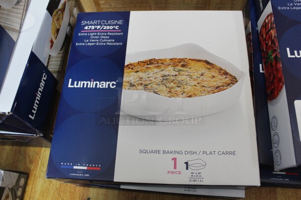 3 NEW IN BOX! Luminarc Square 2.1qt Baking Dishes. 3X Your Bid!  Shipping Is Not Available.