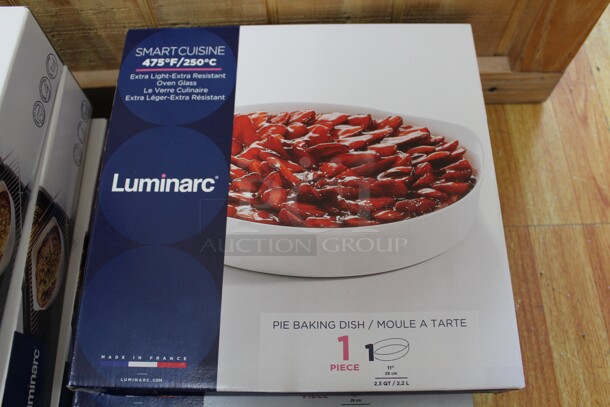3 NEW IN BOX! Luminarc 2.3qt Pie Baking Dishes. 3X Your Bid!  Shipping Is Not Available.