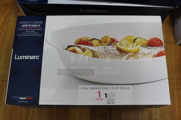 3 NEW IN BOX! Luminarc 1.4qt Oval Baking Dishes. 3X Your Bid! Shipping Is Not Available. - Image 1 of 2