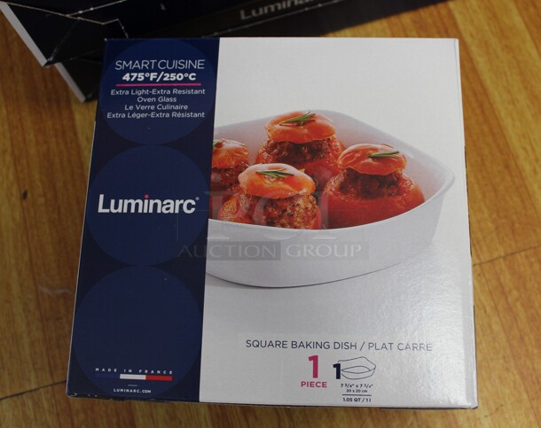 3 NEW IN BOX! Luminarc 1.05 qt Square Baking Dishes. 3X Your Bid! Shipping Is Not Available.