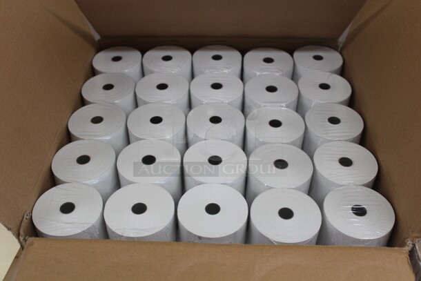50 Rolls Receipt Paper. Fits Clover Machines. 3x2.5x2.5. 50X Your Bid! Shipping Is Not Available. - Image 1 of 1