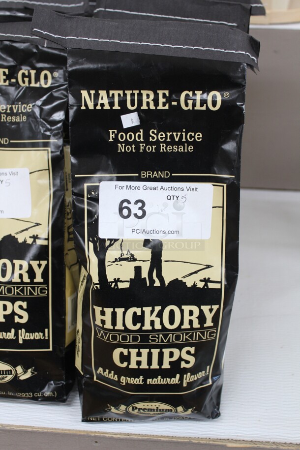 5 BRAND NEW Bags Of Nature Glo Hickory Wood Smoking Chips. 5X Your Bid! Shipping Is Not Available.