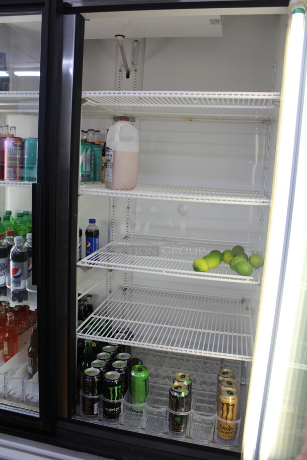 AWESOME! True Model GDM-49 Commercial Double Sliding Glass Door Refrigerated Merchandising Cooler On Commercial Casters. . 54x30x82.5. 115V/60Hz. Tested And Working! Buyer Must Remove!  Shipping Is Not Available. - Image 3 of 5
