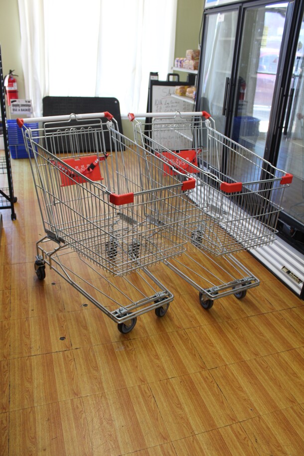 2 Commercial Shopping/Grocery Carts. 23x39x39. 2X Your Bid!  Shipping Is Not Available.