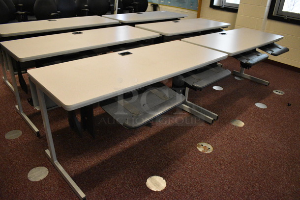 6 Computer Desks. 59.5x28x29. 6 Times Your Bid! (John N. Hall Tech - Room 101)