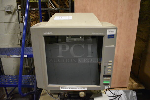 Minolta Model RP603Z Microfilm Machine on Metal Cart. 120 Volts, 1 Phase. 19x34x30, 18.5x30.5x39. (facilities) - Image 3 of 5