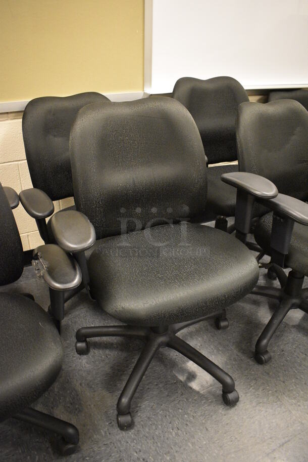 5 Black Office Chairs w/ Arm Rests on Casters. Stock Picture - Cosmetic Condition May Vary. 24x21x39. 5 Times Your Bid! (John N. Hall Tech - Room 106) - Image 2 of 5