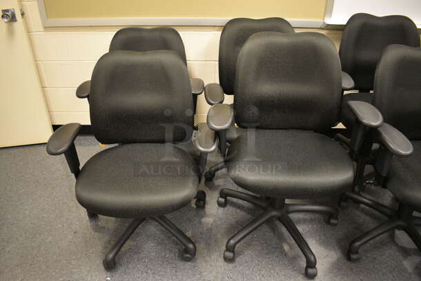 5 Black Office Chairs w/ Arm Rests on Casters. Stock Picture - Cosmetic Condition May Vary. 24x21x39. 5 Times Your Bid! (John N. Hall Tech - Room 106) - Image 3 of 5