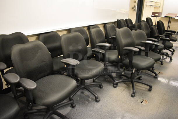 5 Black Office Chairs w/ Arm Rests on Casters. Stock Picture - Cosmetic Condition May Vary. 24x21x39. 5 Times Your Bid! (John N. Hall Tech - Room 106) - Image 4 of 5