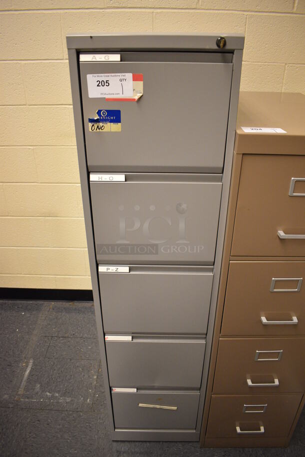 Gray Metal 5 Drawer Filing Cabinet. 15x28x61. (John N. Hall Tech - Room 106)