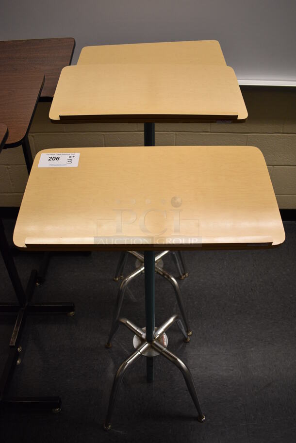 3 Wood Pattern Podiums on Chrome Finish Base. 23x12x39. 3 Times Your Bid! (John N. Hall Tech - Room 106) - Image 1 of 4