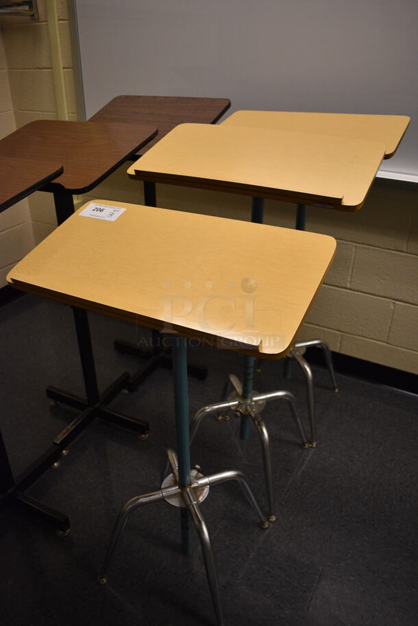3 Wood Pattern Podiums on Chrome Finish Base. 23x12x39. 3 Times Your Bid! (John N. Hall Tech - Room 106) - Image 2 of 4