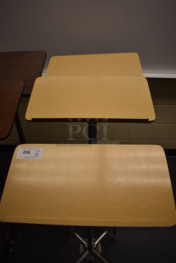 3 Wood Pattern Podiums on Chrome Finish Base. 23x12x39. 3 Times Your Bid! (John N. Hall Tech - Room 106) - Image 3 of 4