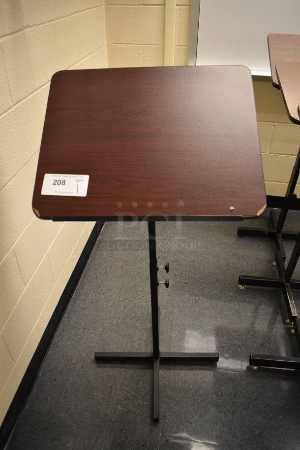 Wood Pattern Podiums on Chrome Finish Base. 20x16x46. (John N. Hall Tech - Room 106)