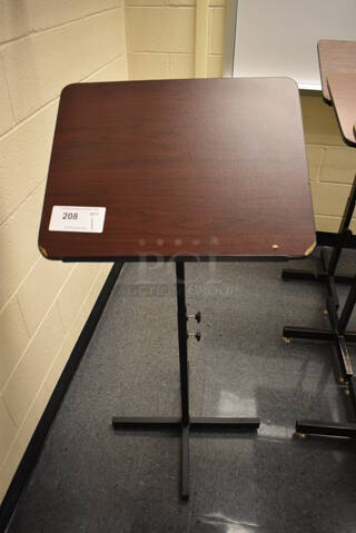 Wood Pattern Podiums on Chrome Finish Base. 20x16x46. (John N. Hall Tech - Room 106)