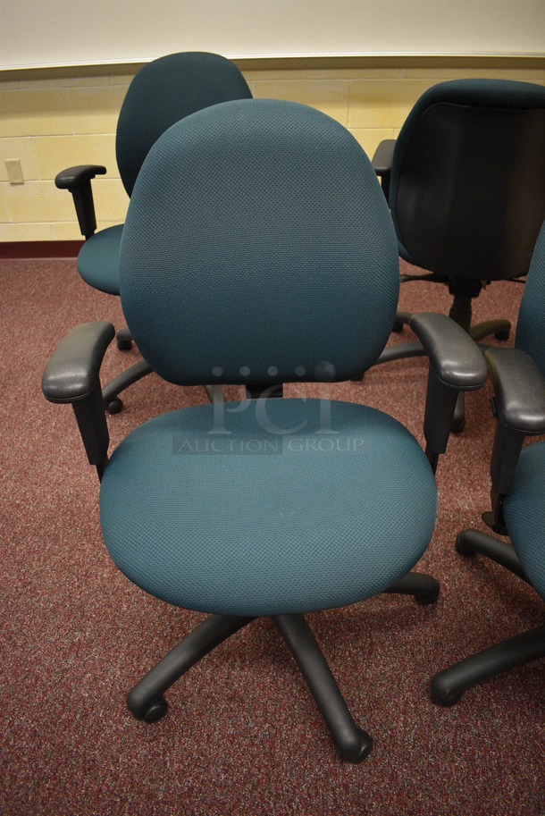 2 Green Office Chairs w/ Arm Rests on Casters. 25x22x37. 2 Times Your Bid! (John N. Hall Tech - Room 111) - Image 2 of 4