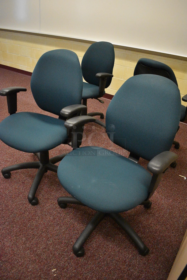 2 Green Office Chairs w/ Arm Rests on Casters. 25x22x37. 2 Times Your Bid! (John N. Hall Tech - Room 111) - Image 4 of 4