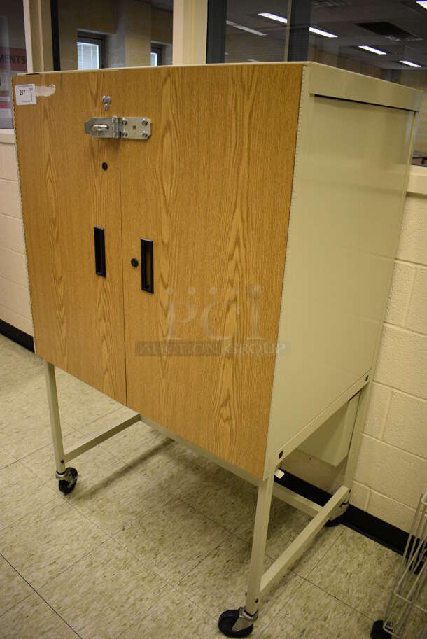 Wood Pattern 2 Door Cabinet on Commercial Casters. 36x25x58. (John N. Hall Tech - Room 109) - Image 3 of 4