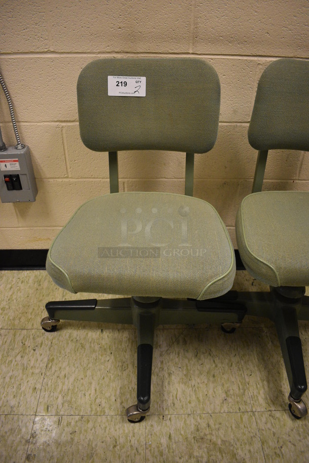 2 Green Office Chairs on Casters. 17x18x33. 2 Times Your Bid! (John N. Hall Tech - Room 109) - Image 3 of 4
