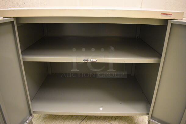 White and Green Metal 2 Door Counter. 30x21x27. (John N. Hall Tech - Room 109) - Image 4 of 5