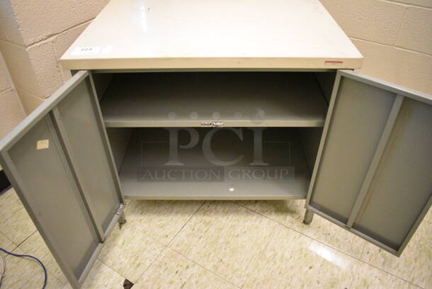 White and Green Metal 2 Door Counter. 30x21x27. (John N. Hall Tech - Room 109) - Image 5 of 5