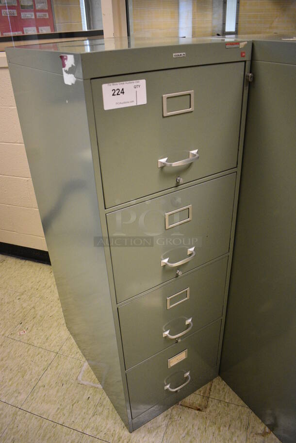 Cole Green Metal 4 Drawer Filing Cabinet. 18x27x52.5. (John N. Hall Tech - Room 109) - Image 2 of 3
