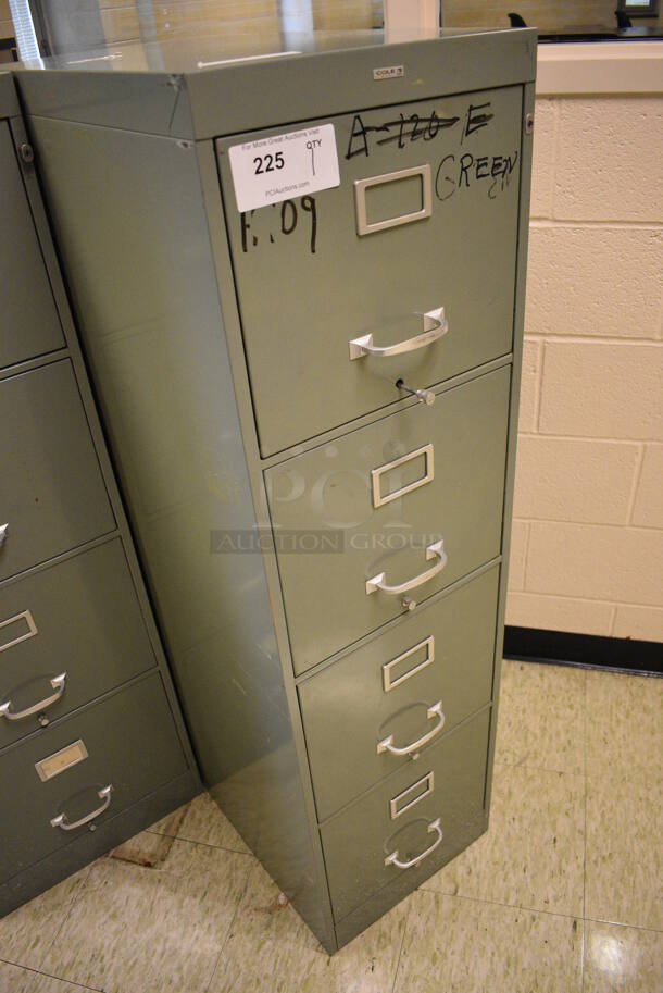 Cole Green Metal 4 Drawer Filing Cabinet. 18x27x52.5. (John N. Hall Tech - Room 109) - Image 2 of 4
