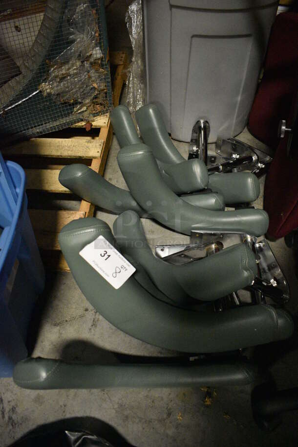 ALL ONE MONEY! Lot of 8 Green Arms for Chair. 20x4x12. (facilities)