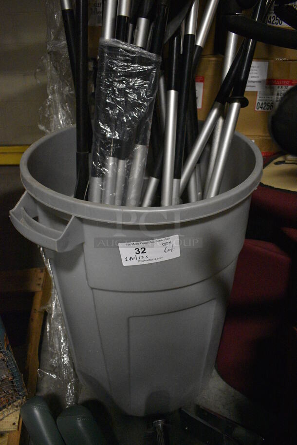 ALL ONE MONEY! Lot of 2 Double Sided and 15 Single Sided Oars in Gray Trash Can! Includes 56". (facilities) - Image 2 of 5