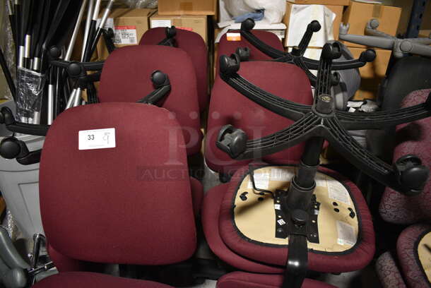 9 Maroon Office Chairs on Casters. 21x21x41. 9 Times Your Bid! (facilities) - Image 3 of 3