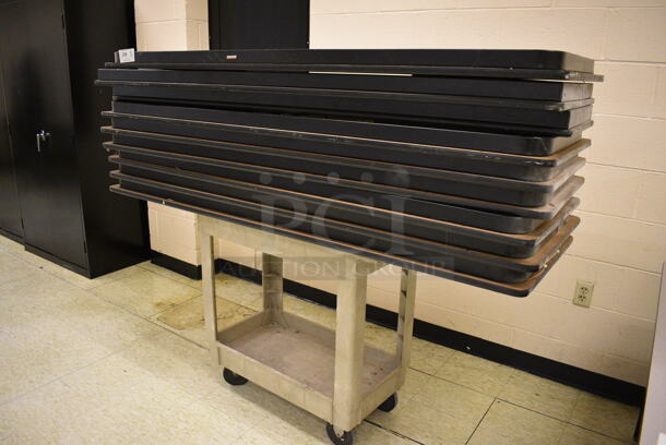 9 Collapsible Tables on Tan Poly 2 Tier Cart. 72x24x29, 34x17x32.5. 9 Times Your Bid! (John N. Hall Tech - Room 108) - Image 5 of 5