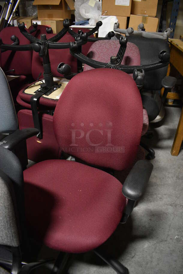 9 Various Office Chairs on Casters; Gray, Blue, Maroon, Striped. Includes 20x20x41. 9 Times Your Bid! (facilities) - Image 3 of 5
