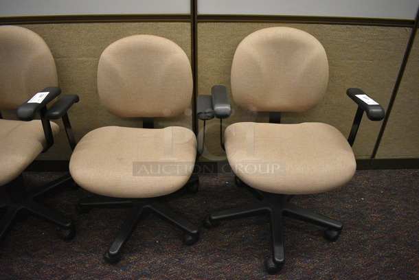 6 Tan Office Chairs w/ Arm Rests on Casters. 26x21x35. 6 Times Your Bid! (John N. Hall Tech - Room 131) - Image 1 of 4