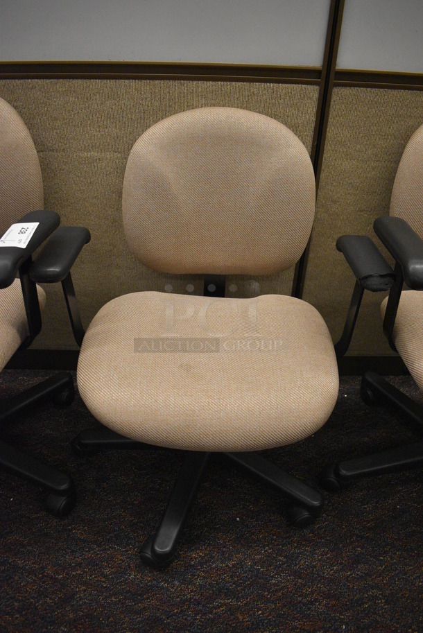 6 Tan Office Chairs w/ Arm Rests on Casters. 26x21x35. 6 Times Your Bid! (John N. Hall Tech - Room 131) - Image 2 of 4