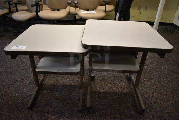 2 Desks w/ Undershelf. 24x24x25, 24x24x28. 2 Times Your Bid! (John N. Hall Tech - Room 132)