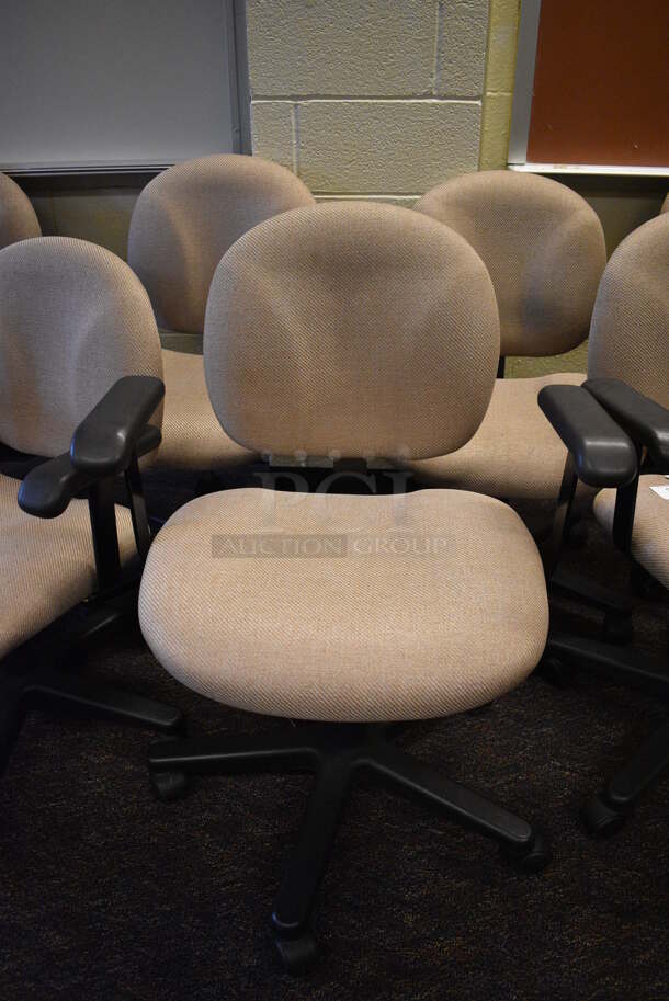 5 Tan Office Chairs w/ Arm Rests on Casters. 27x22x37. 5 Times Your Bid! (John N. Hall Tech - Room 132)