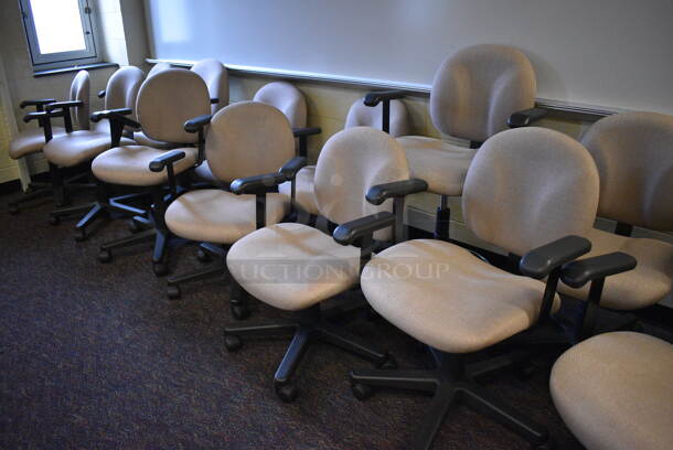 2 Tan Office Chairs w/ Arm Rests on Casters. 27x22x37. 2 Times Your Bid! (John N. Hall Tech - Room 132) - Image 3 of 4