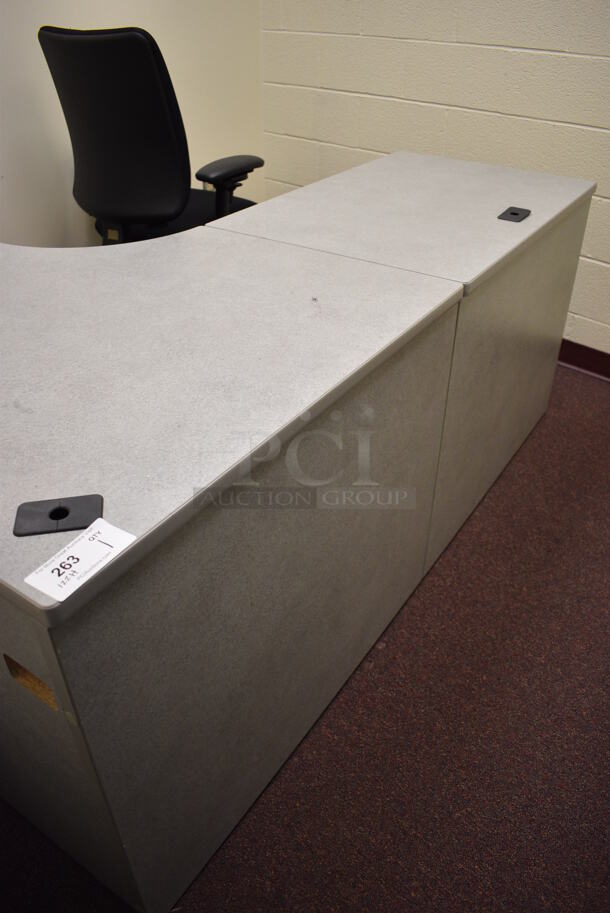 L Shaped Desk w/ One 3 Drawer Filing Cabinet and One 2 Drawer Filing Cabinet. 72x72x30. (John N. Hall Tech - Room 122 Office H) - Image 3 of 6