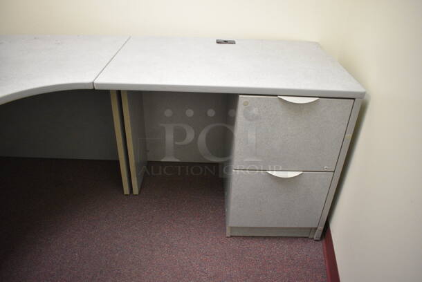 L Shaped Desk w/ One 3 Drawer Filing Cabinet and One 2 Drawer Filing Cabinet. 72x72x30. (John N. Hall Tech - Room 122 Office H) - Image 4 of 6