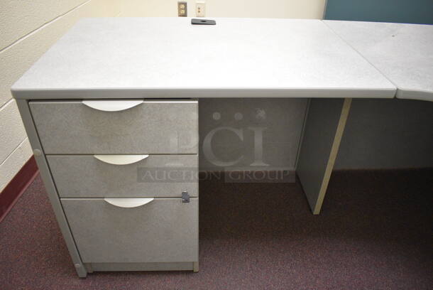 L Shaped Desk w/ One 3 Drawer Filing Cabinet and One 2 Drawer Filing Cabinet. 72x72x30. (John N. Hall Tech - Room 122 Office H) - Image 5 of 6
