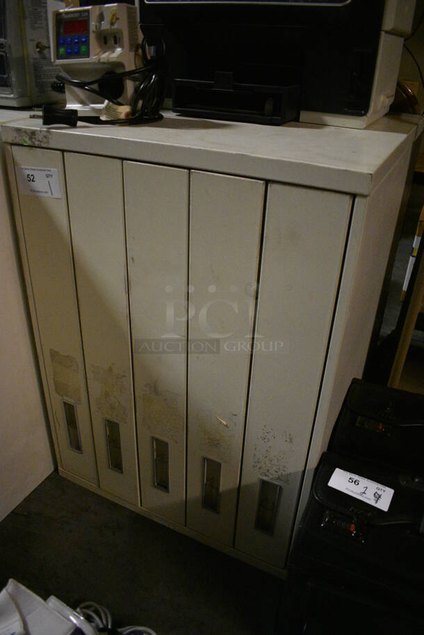 Tan Metal 5 Door Filing Cabinet. Unit is Locked. 25x29x34. (facilities) - Image 2 of 3