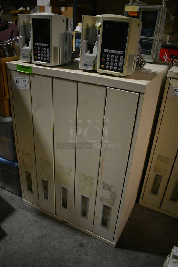 Tan Metal 5 Door Filing Cabinet. Unit is Locked. 25x29x34. (facilities) - Image 2 of 4