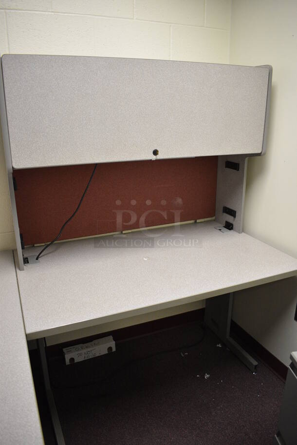 Gray L Shaped Desk w/ Cabinet. 54x72x64. (John N. Hall Tech - Room 122 Office F) - Image 3 of 5